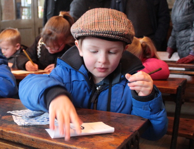 School at the Beamish Museum - writing with an inkwell and pen