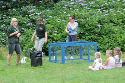 Volunteers at the close encounter at Dartmoor Zoo