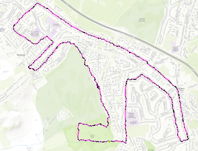 Map of Redditch dinosaur walk - click for larger version