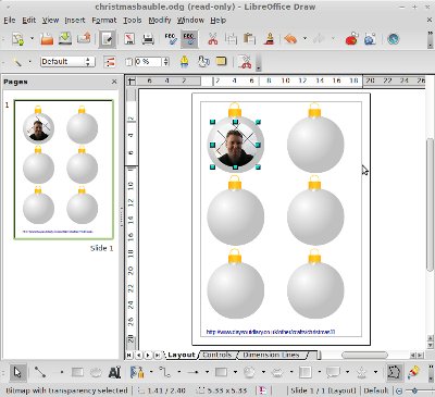 Libre Office screenshot - Christmas bauble image