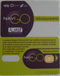 Paris Navi - Metro train pass