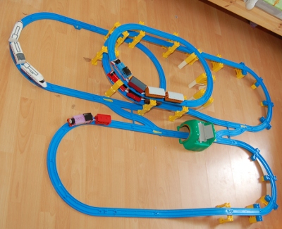 Thomas Motor Road and Rail (Trackmaster) and Tomy Tomica Hypercity Train sets