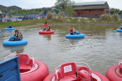 Bumper boats at Twinlakes family theme park in Melton Mowbray