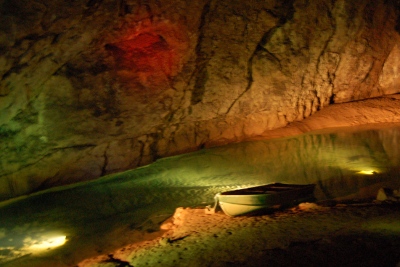 River inside one of the caves at Wookey Hole